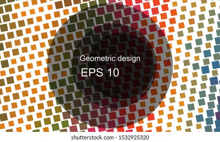 Geometric design halftone with a set of colorful abstract circles. Multicolor, rainbow vector layout with lines, rectangles. Decorative design in an abstract style with rectangles. EPS 10 Vector