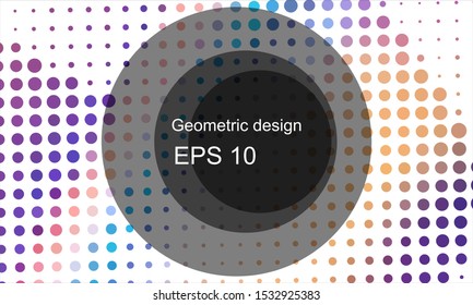 Geometric design halftone with a set of colorful abstract circles. Multicolor, rainbow vector layout with lines, rectangles. Decorative design in an abstract style with rectangles. EPS 10 Vector