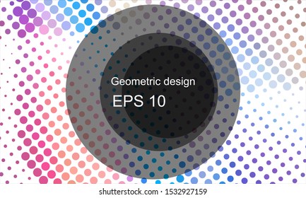 Geometric design halftone with a set of colorful abstract circles. Multicolor, rainbow vector layout with lines, rectangles. Decorative design in an abstract style with rectangles. EPS 10 Vector