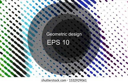 Geometric design halftone with a set of colorful abstract circles. Multicolor, rainbow vector layout with lines, rectangles. Decorative design in an abstract style with rectangles. EPS 10 Vector