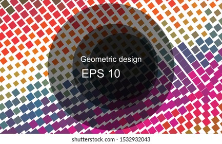 Geometric design halftone with a set of colorful abstract circles. Multicolor, rainbow vector layout with lines, rectangles. Decorative design in an abstract style with rectangles. EPS 10 Vector