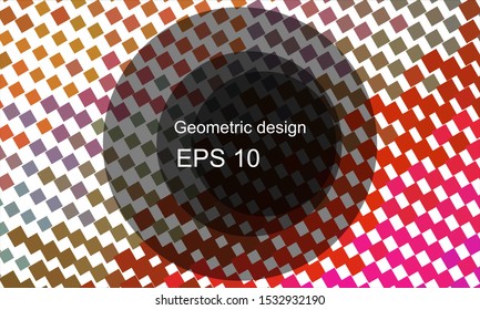 Geometric design halftone with a set of colorful abstract circles. Multicolor, rainbow vector layout with lines, rectangles. Decorative design in an abstract style with rectangles. EPS 10 Vector