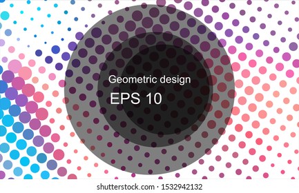 Geometric design halftone with a set of colorful abstract circles. Multicolor, rainbow vector layout with lines, rectangles. Decorative design in an abstract style with rectangles. EPS 10 Vector