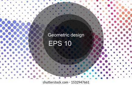 Geometric design halftone with a set of colorful abstract circles. Multicolor, rainbow vector layout with lines, rectangles. Decorative design in an abstract style with rectangles. EPS 10 Vector