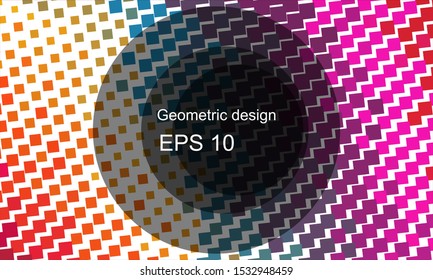 Geometric design halftone with a set of colorful abstract circles. Multicolor, rainbow vector layout with lines, rectangles. Decorative design in an abstract style with rectangles. EPS 10 Vector