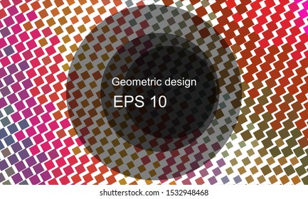 Geometric design halftone with a set of colorful abstract circles. Multicolor, rainbow vector layout with lines, rectangles. Decorative design in an abstract style with rectangles. EPS 10 Vector