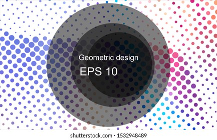 Geometric design halftone with a set of colorful abstract circles. Multicolor, rainbow vector layout with lines, rectangles. Decorative design in an abstract style with rectangles. EPS 10 Vector