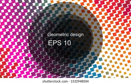 Geometric design halftone with a set of colorful abstract circles. Multicolor, rainbow vector layout with lines, rectangles. Decorative design in an abstract style with rectangles. EPS 10 Vector