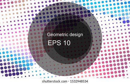 Geometric design halftone with a set of colorful abstract circles. Multicolor, rainbow vector layout with lines, rectangles. Decorative design in an abstract style with rectangles. EPS 10 Vector