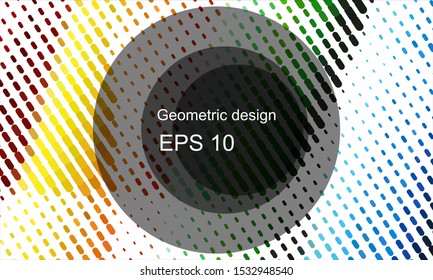 Geometric design halftone with a set of colorful abstract circles. Multicolor, rainbow vector layout with lines, rectangles. Decorative design in an abstract style with rectangles. EPS 10 Vector