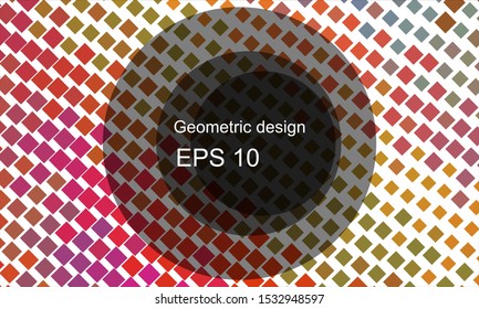 Geometric design halftone with a set of colorful abstract circles. Multicolor, rainbow vector layout with lines, rectangles. Decorative design in an abstract style with rectangles. EPS 10 Vector