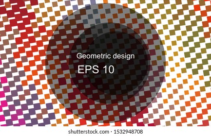 Geometric design halftone with a set of colorful abstract circles. Multicolor, rainbow vector layout with lines, rectangles. Decorative design in an abstract style with rectangles. EPS 10 Vector