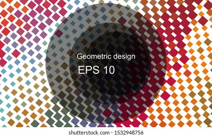 Geometric design halftone with a set of colorful abstract circles. Multicolor, rainbow vector layout with lines, rectangles. Decorative design in an abstract style with rectangles. EPS 10 Vector