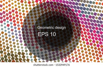Geometric design halftone with a set of colorful abstract circles. Multicolor, rainbow vector layout with lines, rectangles. Decorative design in an abstract style with rectangles. EPS 10 Vector