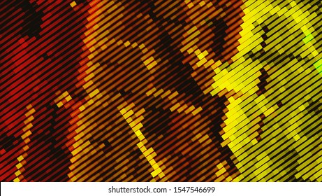 Geometric design halftone with a set of colorful abstract circles. Multicolor, rainbow vector layout with lines, rectangles. Decorative design in an abstract style with rectangles. EPS 10 Vector