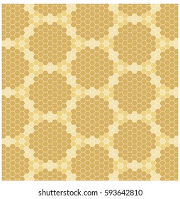 Geometric design hexagons shape. Gold and brown background. Tiles pattern.


