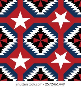 geometric design with high contrast Seamless pattern American style embroidery, bright colors 
Design carpets, covers, wallpaper, wrapping paper, bags, cloth, clothing.