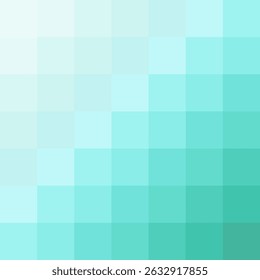 Geometric design made of squares in shades of turquoise
