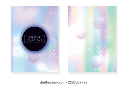 Diseño Geométrico. Diseño mágico. Fluido Minimalista. Plantilla de semitono suave. Presentación de degradado. Patrón de luz violeta. Puntos vibrantes. Motion Flyer. Diseño geométrico púrpura