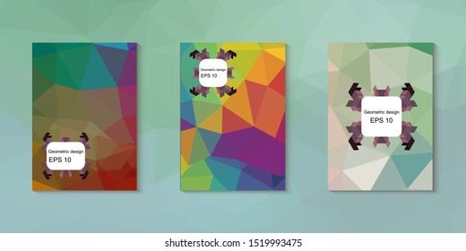 Geometric design of mosaic sets. Colorful gradient mosaic background. Geometric triangle, abstract background. Mosaic texture. Design template. EPS 10 Vector