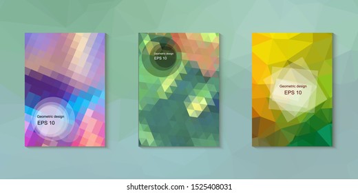 Geometric design mosaic sets. Colorful gradient background. Geometric triangle, abstract background. Mosaic texture. The effect of stained glass. EPS 10 Vector