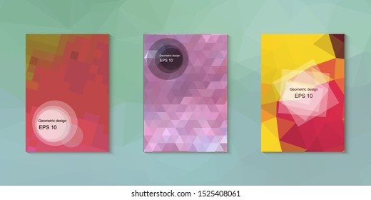 Geometric design mosaic sets. Colorful gradient background. Geometric triangle, abstract background. Mosaic texture. The effect of stained glass. EPS 10 Vector