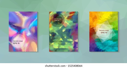 Geometric design mosaic sets. Colorful gradient background. Geometric triangle, abstract background. Mosaic texture. The effect of stained glass. EPS 10 Vector
