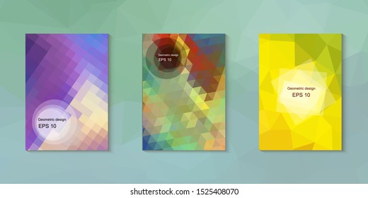 Geometric design mosaic sets. Colorful gradient background. Geometric triangle, abstract background. Mosaic texture. The effect of stained glass. EPS 10 Vector