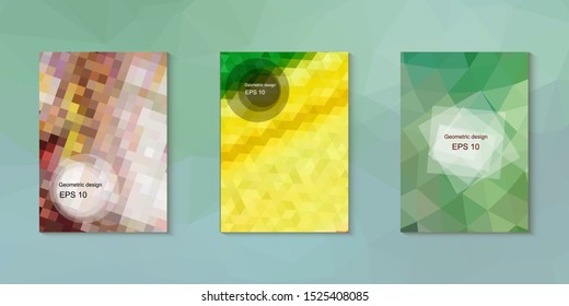 Geometric design mosaic sets. Colorful gradient background. Geometric triangle, abstract background. Mosaic texture. The effect of stained glass. EPS 10 Vector