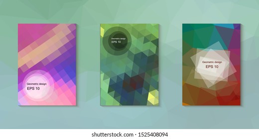 Geometric design mosaic sets. Colorful gradient background. Geometric triangle, abstract background. Mosaic texture. The effect of stained glass. EPS 10 Vector