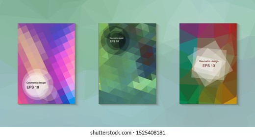 Geometric design mosaic sets. Colorful gradient background. Geometric triangle, abstract background. Mosaic texture. The effect of stained glass. EPS 10 Vector