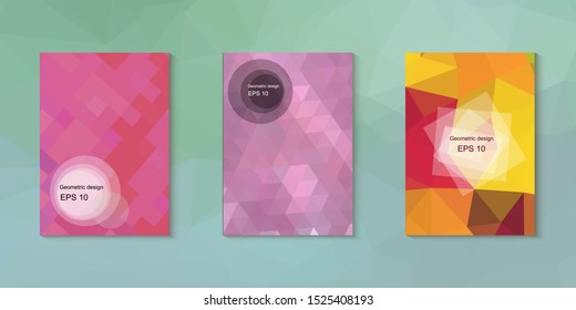 Geometric design mosaic sets. Colorful gradient background. Geometric triangle, abstract background. Mosaic texture. The effect of stained glass. EPS 10 Vector