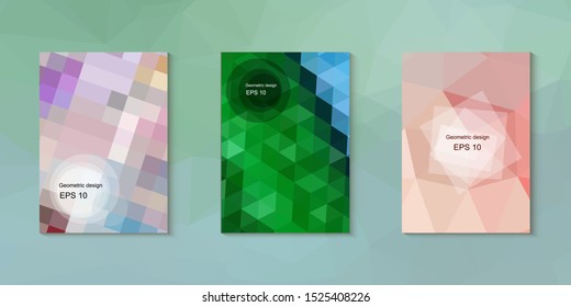 Geometric design mosaic sets. Colorful gradient background. Geometric triangle, abstract background. Mosaic texture. The effect of stained glass. EPS 10 Vector