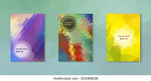 Geometric design mosaic sets. Colorful gradient background. Geometric triangle, abstract background. Mosaic texture. The effect of stained glass. EPS 10 Vector