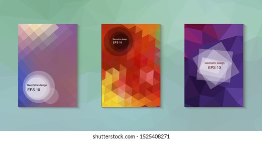 Geometric design mosaic sets. Colorful gradient background. Geometric triangle, abstract background. Mosaic texture. The effect of stained glass. EPS 10 Vector