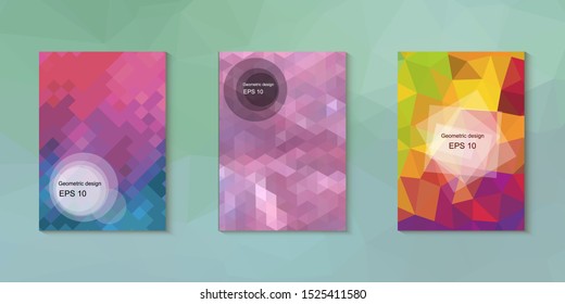 Geometric design mosaic sets. Colorful gradient background. Geometric triangle, abstract background. Mosaic texture. The effect of stained glass. EPS 10 Vector