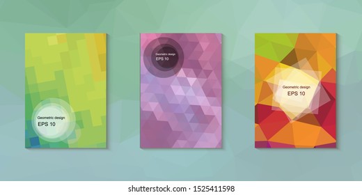 Geometric design mosaic sets. Colorful gradient background. Geometric triangle, abstract background. Mosaic texture. The effect of stained glass. EPS 10 Vector
