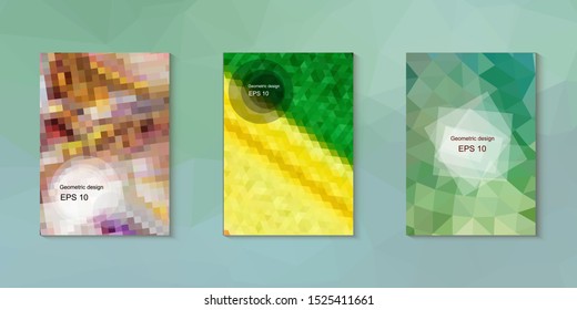 Geometric design mosaic sets. Colorful gradient background. Geometric triangle, abstract background. Mosaic texture. The effect of stained glass. EPS 10 Vector