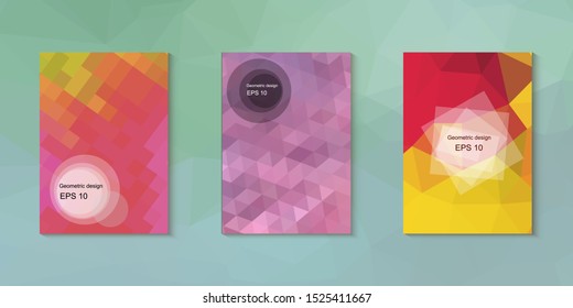 Geometric design mosaic sets. Colorful gradient background. Geometric triangle, abstract background. Mosaic texture. The effect of stained glass. EPS 10 Vector