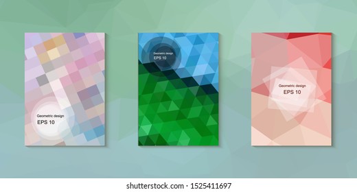 Geometric design mosaic sets. Colorful gradient background. Geometric triangle, abstract background. Mosaic texture. The effect of stained glass. EPS 10 Vector