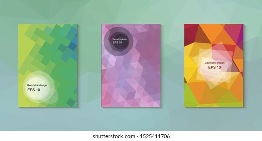 Geometric design mosaic sets. Colorful gradient background. Geometric triangle, abstract background. Mosaic texture. The effect of stained glass. EPS 10 Vector