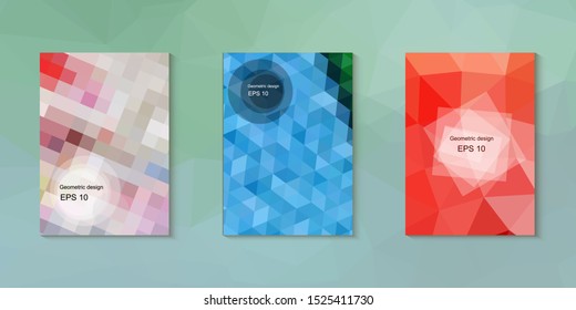 Geometric design mosaic sets. Colorful gradient background. Geometric triangle, abstract background. Mosaic texture. The effect of stained glass. EPS 10 Vector
