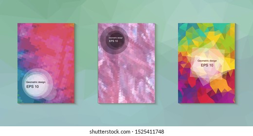 Geometric design mosaic sets. Colorful gradient background. Geometric triangle, abstract background. Mosaic texture. The effect of stained glass. EPS 10 Vector