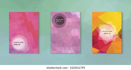 Geometric design mosaic sets. Colorful gradient background. Geometric triangle, abstract background. Mosaic texture. The effect of stained glass. EPS 10 Vector
