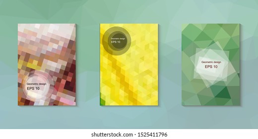 Geometric design mosaic sets. Colorful gradient background. Geometric triangle, abstract background. Mosaic texture. The effect of stained glass. EPS 10 Vector