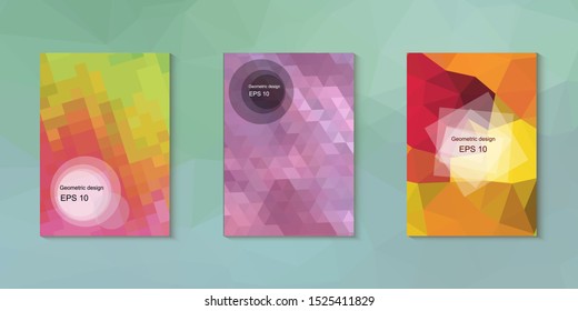 Geometric design mosaic sets. Colorful gradient background. Geometric triangle, abstract background. Mosaic texture. The effect of stained glass. EPS 10 Vector