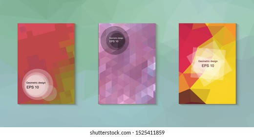 Geometric design mosaic sets. Colorful gradient background. Geometric triangle, abstract background. Mosaic texture. The effect of stained glass. EPS 10 Vector