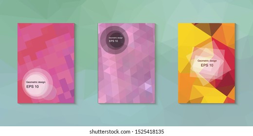 Geometric design mosaic sets. Colorful gradient background. Geometric triangle, abstract background. Mosaic texture. The effect of stained glass. EPS 10 Vector