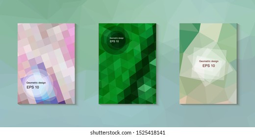 Geometric design mosaic sets. Colorful gradient background. Geometric triangle, abstract background. Mosaic texture. The effect of stained glass. EPS 10 Vector