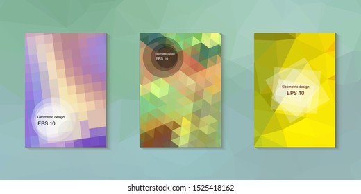 Geometric design mosaic sets. Colorful gradient background. Geometric triangle, abstract background. Mosaic texture. The effect of stained glass. EPS 10 Vector